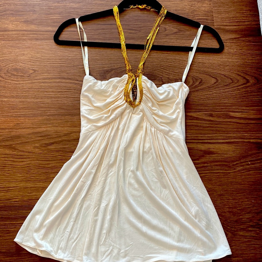 Gorgeous Sky embellished cream top size XSMALL